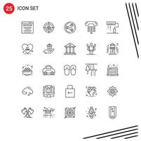 Universal Icon Symbols Group of 25 Modern Lines of device communication target call social Editable Vector Design Elements