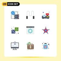 Flat Color Pack of 9 Universal Symbols of interface browser presentation play game Editable Vector Design Elements