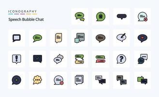 paquete de iconos de estilo lleno de 25 líneas de chat vector