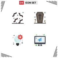 User Interface Pack of 4 Basic Flat Icons of halloween business worm ghost gear Editable Vector Design Elements