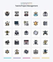 Creative Task And Project Management 25 Line FIlled icon pack  Such As mail. cloud creative. projector. campaign. user vector