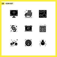 9 Creative Icons Modern Signs and Symbols of research money truck card plate Editable Vector Design Elements