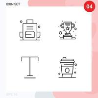 4 Line concept for Websites Mobile and Apps backpack font outdoors cup underline Editable Vector Design Elements