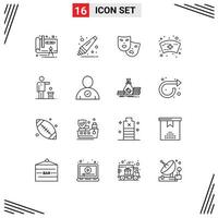 Modern Set of 16 Outlines Pictograph of thought ideas theater idea nurse Editable Vector Design Elements