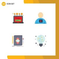 User Interface Pack of 4 Basic Flat Icons of install design computer human identity Editable Vector Design Elements