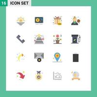 Universal Icon Symbols Group of 16 Modern Flat Colors of telephone contact cyber call female player Editable Pack of Creative Vector Design Elements