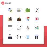 Set of 16 Vector Flat Colors on Grid for blue user setting team rescource Editable Pack of Creative Vector Design Elements