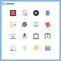 Set of 16 Modern UI Icons Symbols Signs for feedback mobile application fast mobile data Editable Pack of Creative Vector Design Elements