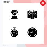 Universal Solid Glyph Signs Symbols of trophy sports prize graduate time Editable Vector Design Elements