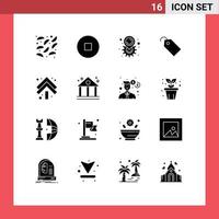 User Interface Pack of 16 Basic Solid Glyphs of bank up setting arrows ticket Editable Vector Design Elements