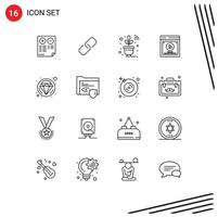 Mobile Interface Outline Set of 16 Pictograms of carnival method metal comparing wifi Editable Vector Design Elements