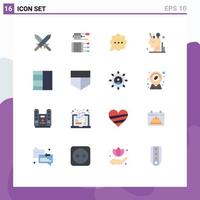 Pack of 16 creative Flat Colors of layout stationary bubble user digital Editable Pack of Creative Vector Design Elements