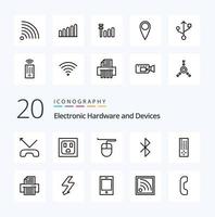 20 Devices Line icon Pack like connection guitar connection signal rss vector