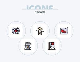 Canadá línea llena de icono paquete 5 diseño de icono. reno. ártico. fuego. alpino. mundo vector