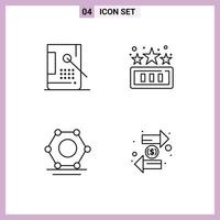 Group of 4 Filledline Flat Colors Signs and Symbols for bucket digital development fun super connected Editable Vector Design Elements