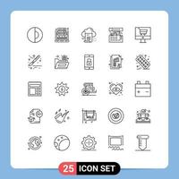 25 Universal Line Signs Symbols of module connection web analog cloud Editable Vector Design Elements