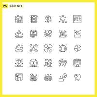 Pictogram Set of 25 Simple Lines of browser head bulb director captain Editable Vector Design Elements