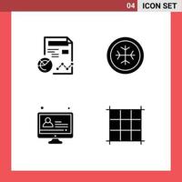 4 Universal Solid Glyph Signs Symbols of report education analytics frost pixels Editable Vector Design Elements