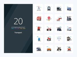 20 icono de color plano de transporte para presentación vector