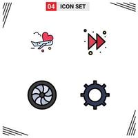 Universal Icon Symbols Group of 4 Modern Filledline Flat Colors of fly repair airport right basic Editable Vector Design Elements