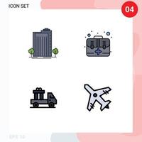 Universal Icon Symbols Group of 4 Modern Filledline Flat Colors of building delivery city emergency send Editable Vector Design Elements