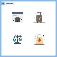 Pictogram Set of 4 Simple Flat Icons of browser law holiday summer finance Editable Vector Design Elements