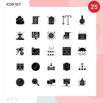 25 Universal Solid Glyphs Set for Web and Mobile Applications analytics vertical file scale list Editable Vector Design Elements