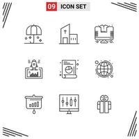 9 Universal Outlines Set for Web and Mobile Applications startup project modern launch store Editable Vector Design Elements