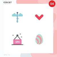 Group of 4 Modern Flat Icons Set for medical sign health arrows spa sign Editable Vector Design Elements