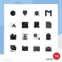 Universal Icon Symbols Group of 16 Modern Solid Glyphs of cart start creative sport tools Editable Vector Design Elements