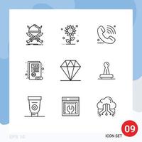 9 Universal Outline Signs Symbols of care report spring document signal Editable Vector Design Elements