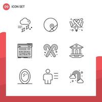 Mobile Interface Outline Set of 9 Pictograms of sound midi map controller feminism Editable Vector Design Elements