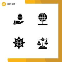 4 Creative Icons Modern Signs and Symbols of hand world nature stand internet Editable Vector Design Elements