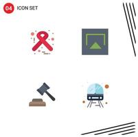 Flat Icon Pack of 4 Universal Symbols of hiv law ribbon play service Editable Vector Design Elements