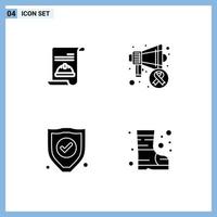 Group of 4 Solid Glyphs Signs and Symbols for invitation protection invite cancer day boots Editable Vector Design Elements