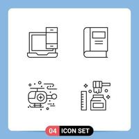 Set of 4 Modern UI Icons Symbols Signs for computer ambulance macbook education hospital Editable Vector Design Elements