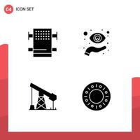 4 iconos creativos, signos y símbolos modernos de la industria del estante, vista ocular, elementos de diseño vectorial editables de gas vector