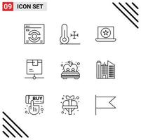 Group of 9 Outlines Signs and Symbols for couple shipping favorite product logistic Editable Vector Design Elements