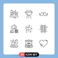 9 Thematic Vector Outlines and Editable Symbols of forward server moustache network men Editable Vector Design Elements