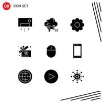 9 Thematic Vector Solid Glyphs and Editable Symbols of devices ireland cloud box romantic Editable Vector Design Elements