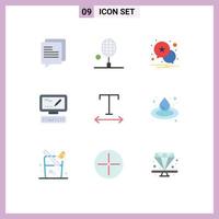 Set of 9 Modern UI Icons Symbols Signs for droop tracking notification font keyboard Editable Vector Design Elements