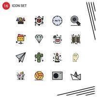 Universal Icon Symbols Group of 16 Modern Flat Color Filled Lines of folder network customer setting search Editable Creative Vector Design Elements