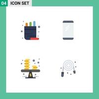 4 Flat Icon concept for Websites Mobile and Apps school balance pencil mobile money Editable Vector Design Elements