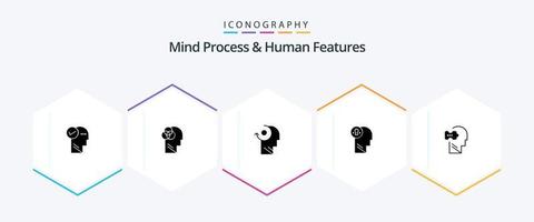 Mind Process And Human Features 25 Glyph icon pack including logic. mind. clear. idea. business vector