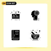 Universal Icon Symbols Group of 4 Modern Solid Glyphs of employee guide brainstorming head support Editable Vector Design Elements