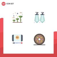 User Interface Pack of 4 Basic Flat Icons of eco education growth jewel food Editable Vector Design Elements