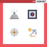 Mobile Interface Flat Icon Set of 4 Pictograms of dish cash box target funds Editable Vector Design Elements