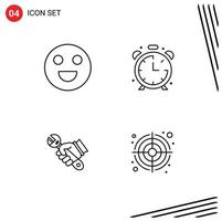 Pack of 4 Modern Filledline Flat Colors Signs and Symbols for Web Print Media such as emojis fix alarm timer hand Editable Vector Design Elements