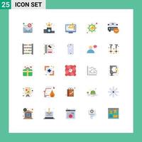 Pictogram Set of 25 Simple Flat Colors of car seo position marketing graphic Editable Vector Design Elements