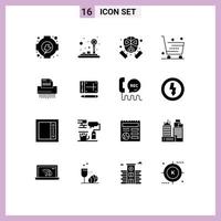 Set of 16 Modern UI Icons Symbols Signs for confidential shopping firefighter shop ecommerce Editable Vector Design Elements